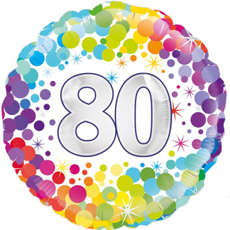 80 år colorful confetti - Giv en ballon