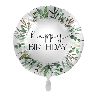 Natural Greenery Happy Birthday - Giv en ballon