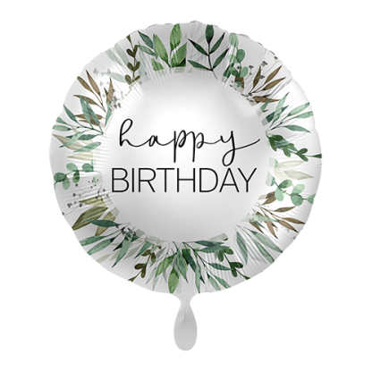 Natural Greenery Happy Birthday - Giv en ballon