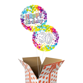 Colorful happy birthday 30 år buket - Giv en ballon
