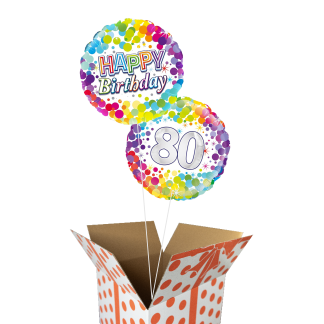 Colorful happy birthday 80 år buket - Giv en ballon